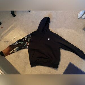 Large black Nike Custom Embroidered Hoodie